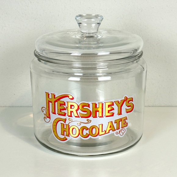 Hershey Kitchen Vtg Hersheys Chocolate Glass Candy Canister Cookie